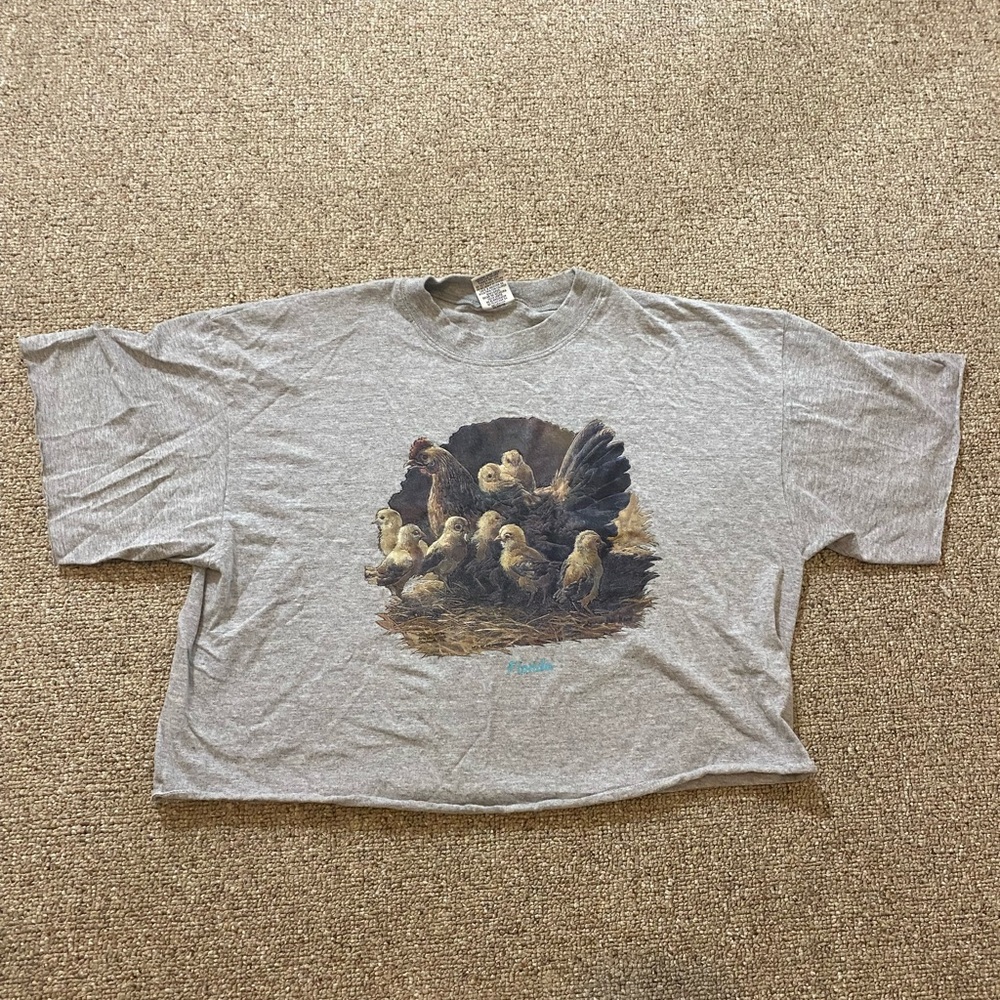 Men’s cropped grey Florida Duck T shirt - XL